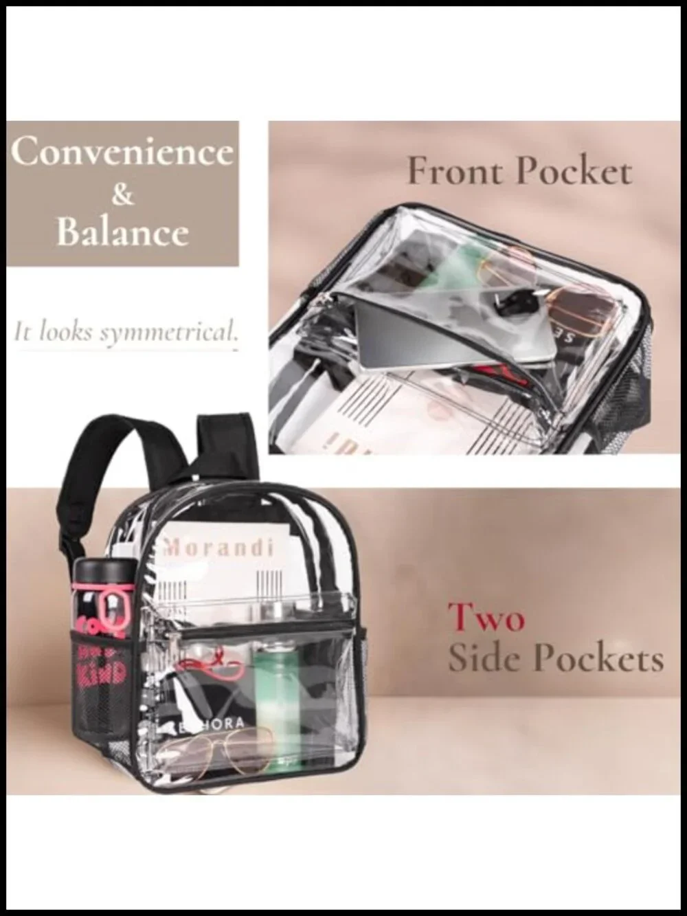 Clear Stadium Approved Backpack See Through PVC Travel Concerts Sports